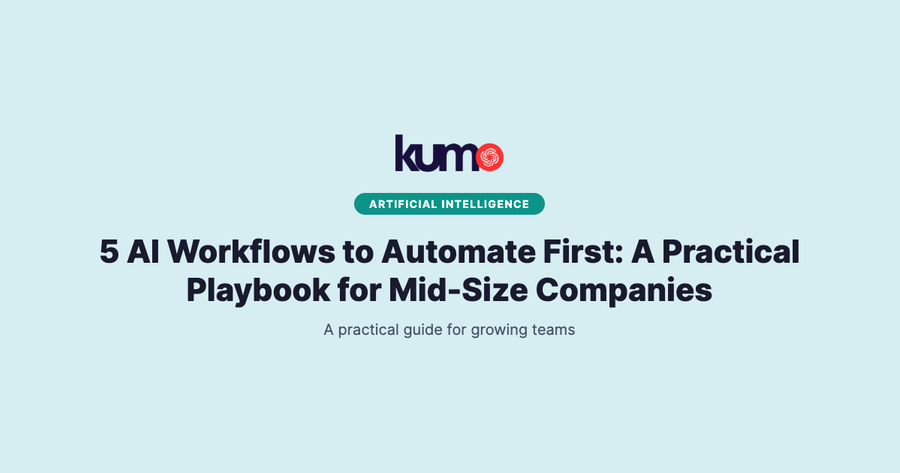 5 AI Workflows to Automate First: A Practical Playbook for Mid-Size Companies blog banner