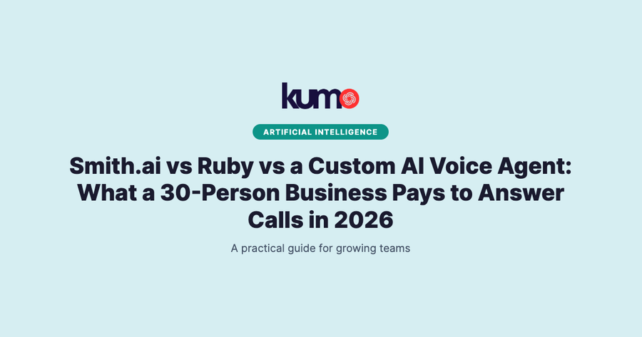 Smith.ai vs Ruby vs a Custom AI Voice Agent: What a 30-Person Business Pays to Answer Calls in 2026 blog banner