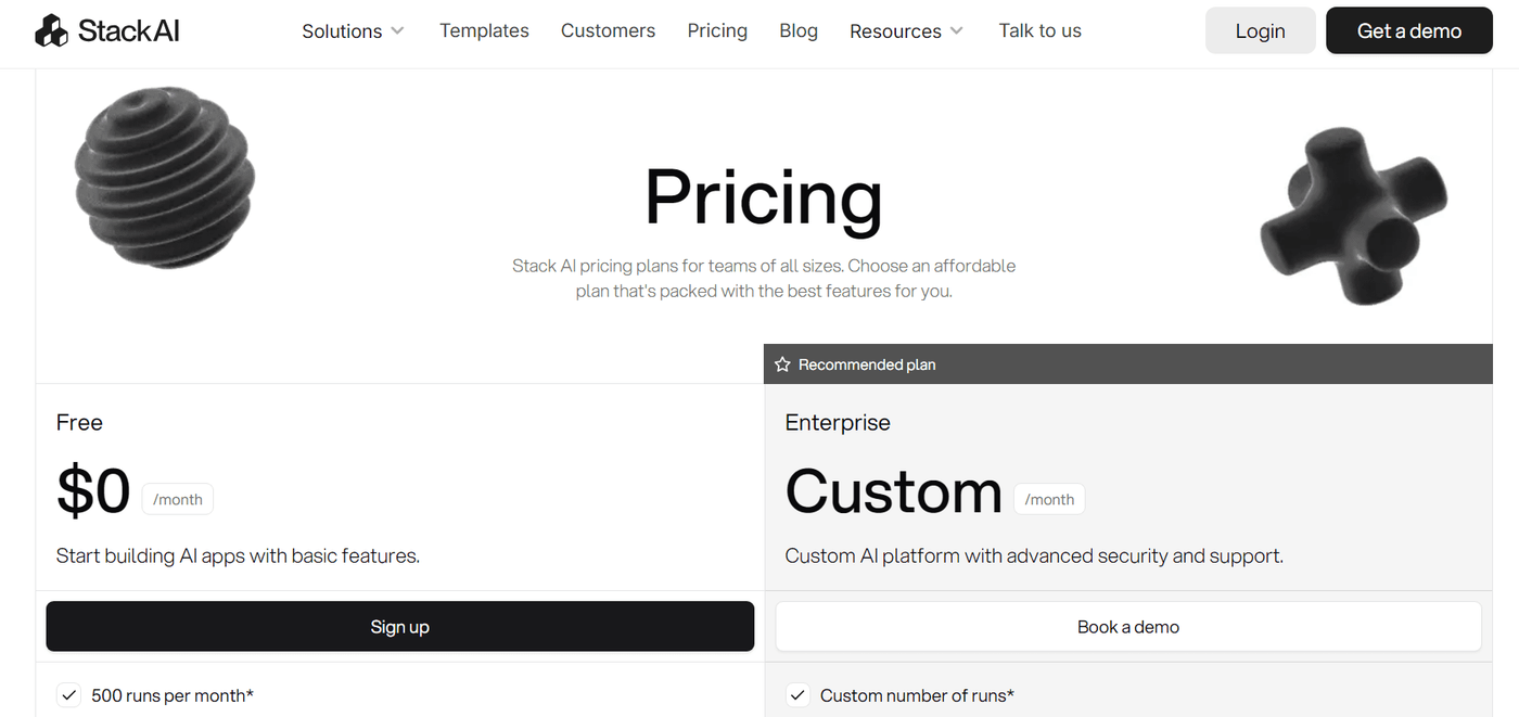 Stack AI pricing