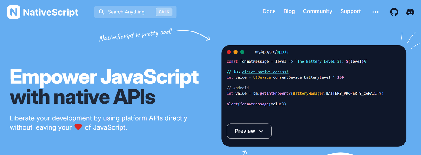 NativeScript Home Page