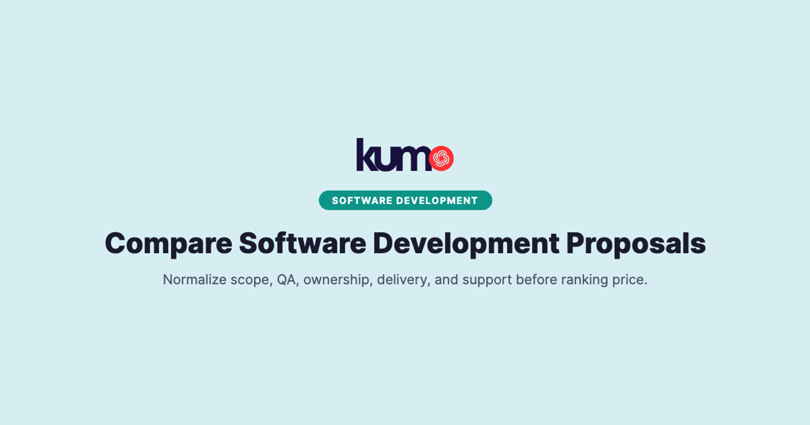 Compare software development proposals across ten decision areas before ranking price