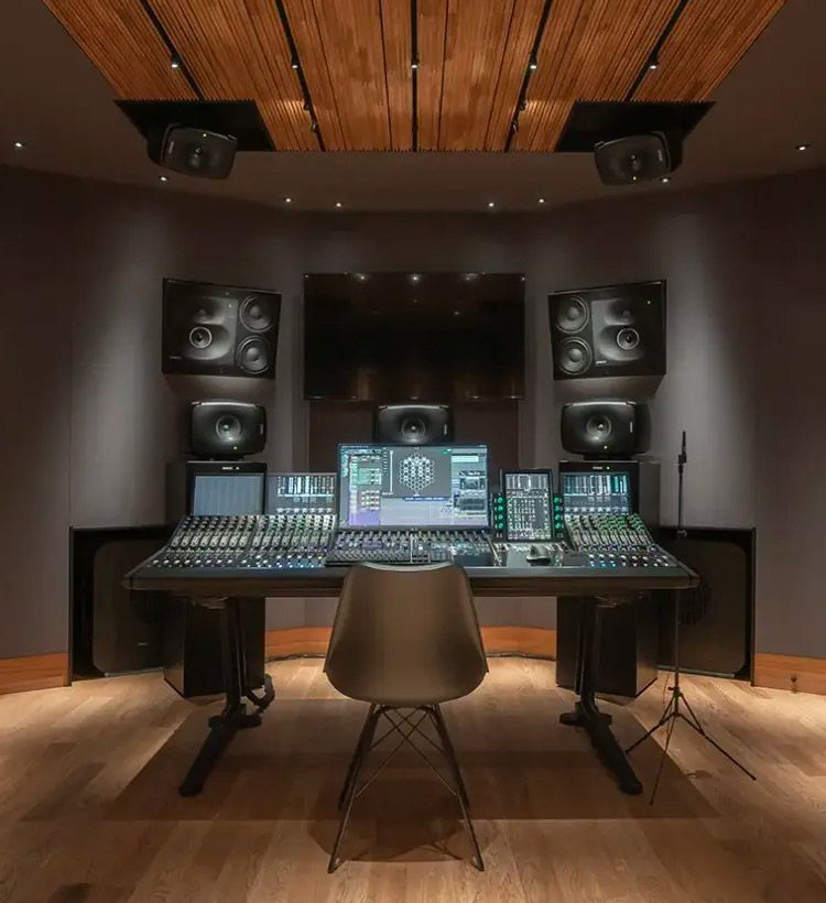 Pro music studio with Genelec reference monitors