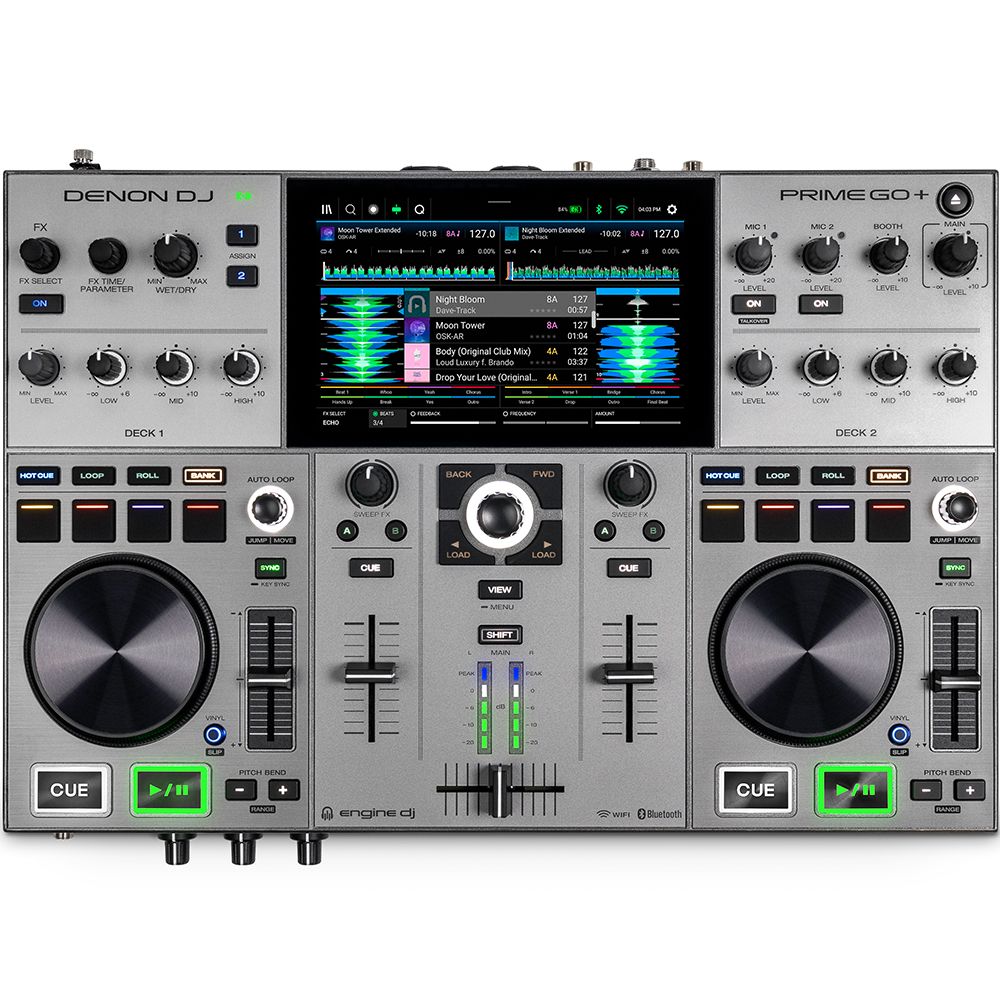 Denon Prime Go + 2-Deck Rechargeable Smart DJ Console w/ 7