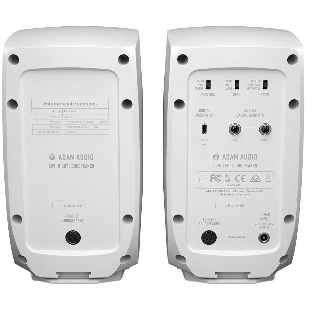 ADAM AUDIO D3V & K&M 232B 2本セット ADAM AUDIO D3V WHITE 2本ペア 安心の日本正規品！ アダムオーディオ