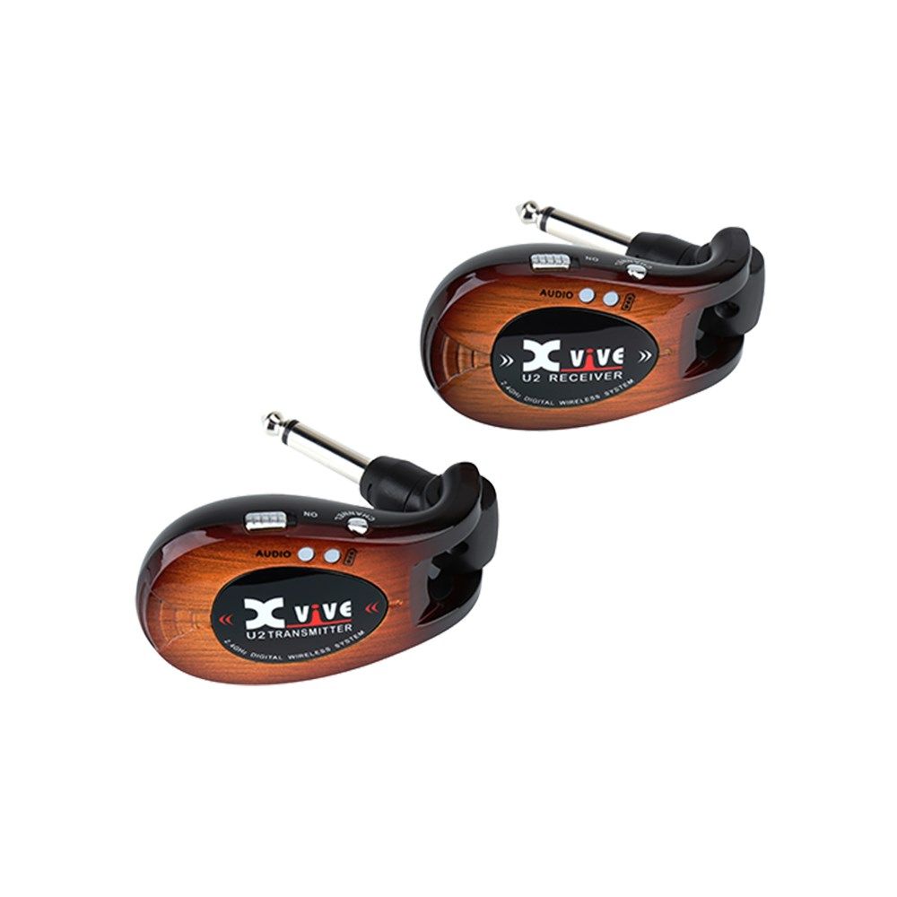 Xvive U2 Guitar Draadloos Systeem Oplaadbaar 2,4 GHz Digitale Gitaar Draadloze Transmitter en Ontvanger voor Elektrische Gitaar Bass Viool Keyboard (Zilver