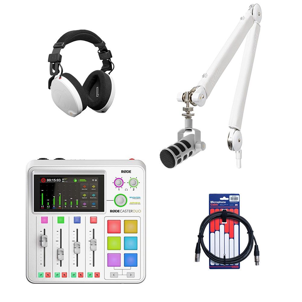Rode RodeCaster Duo Podcasting Pack (White) w/ PodMic, NTH100