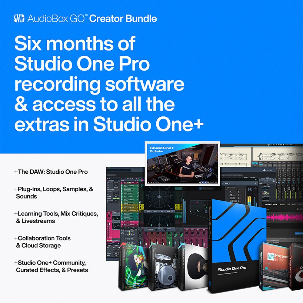PreSonus AudioBox GO Creator Bundle w/ Interface, Headphones