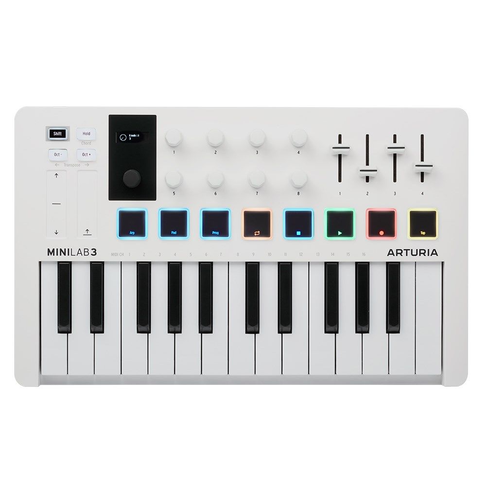 Arturia MiniLab Mk3 25-Key Universal MIDI Controller (White)