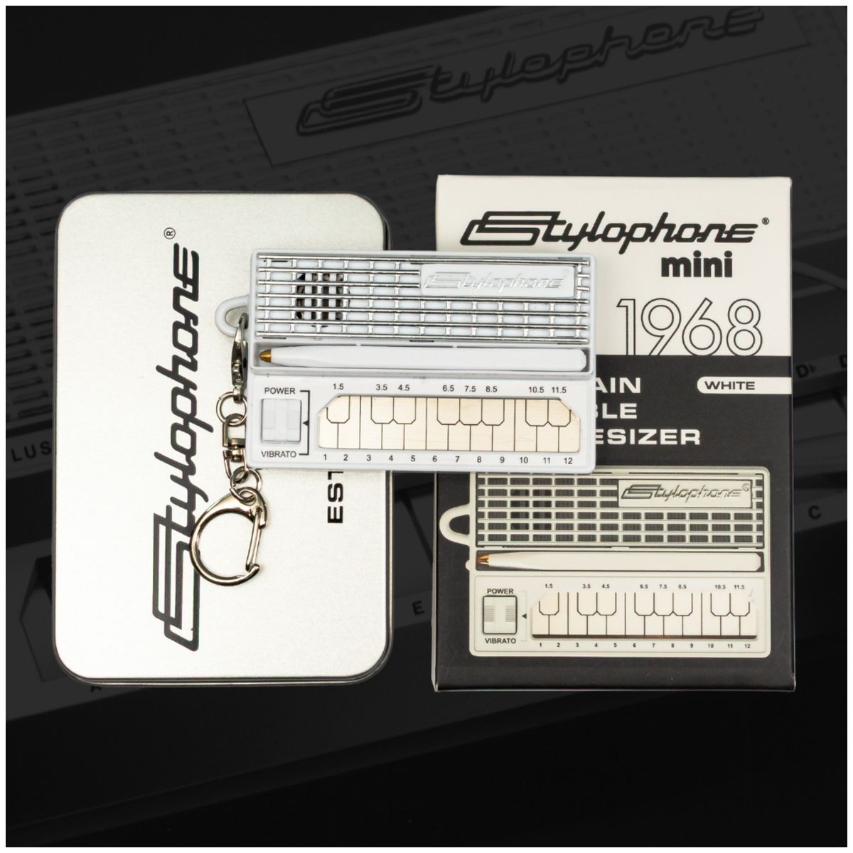 Dj Keychains Stylophone Pocket Synthesizer Keychain MINI (White)
