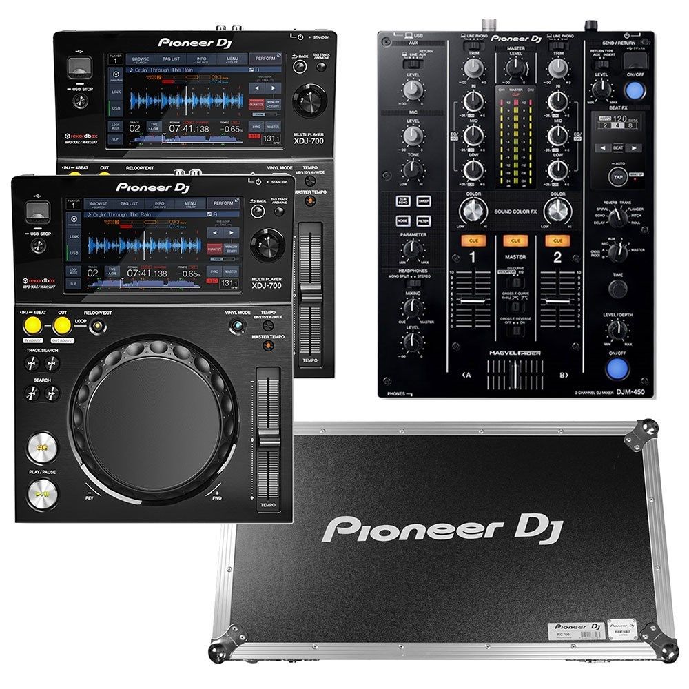 Pioneer DJ Package w/ XDJ700 Media Players, DJM450 DJ Mixer