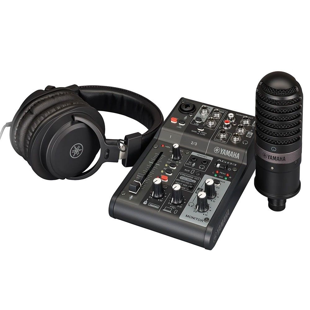 Yamaha AG03MK2 Pack w/ AG03MK2 Mixer, YCM01 Mic & YH-MT1