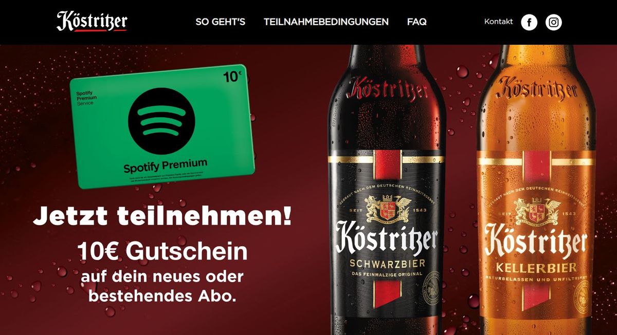 Köstritzer Zugabeaktion mit Spotify 2025