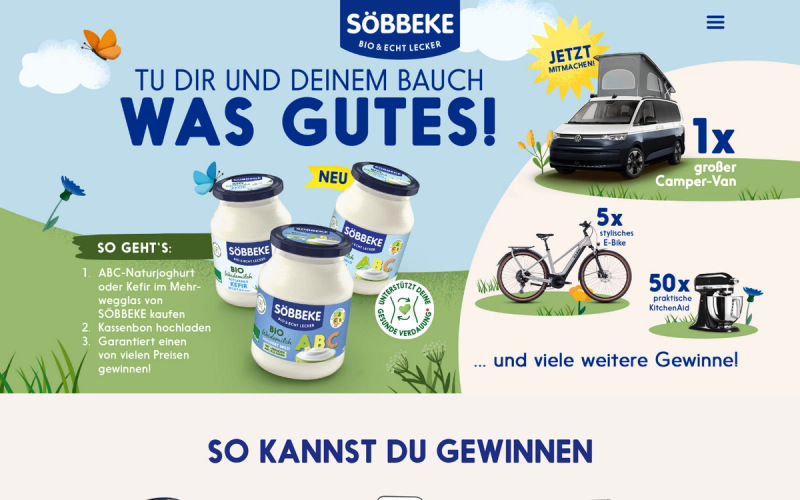 Söbbeke — Söbbeke Kefir, ABC-Naturjoghurt Cashback & Gewinnspiel 2026