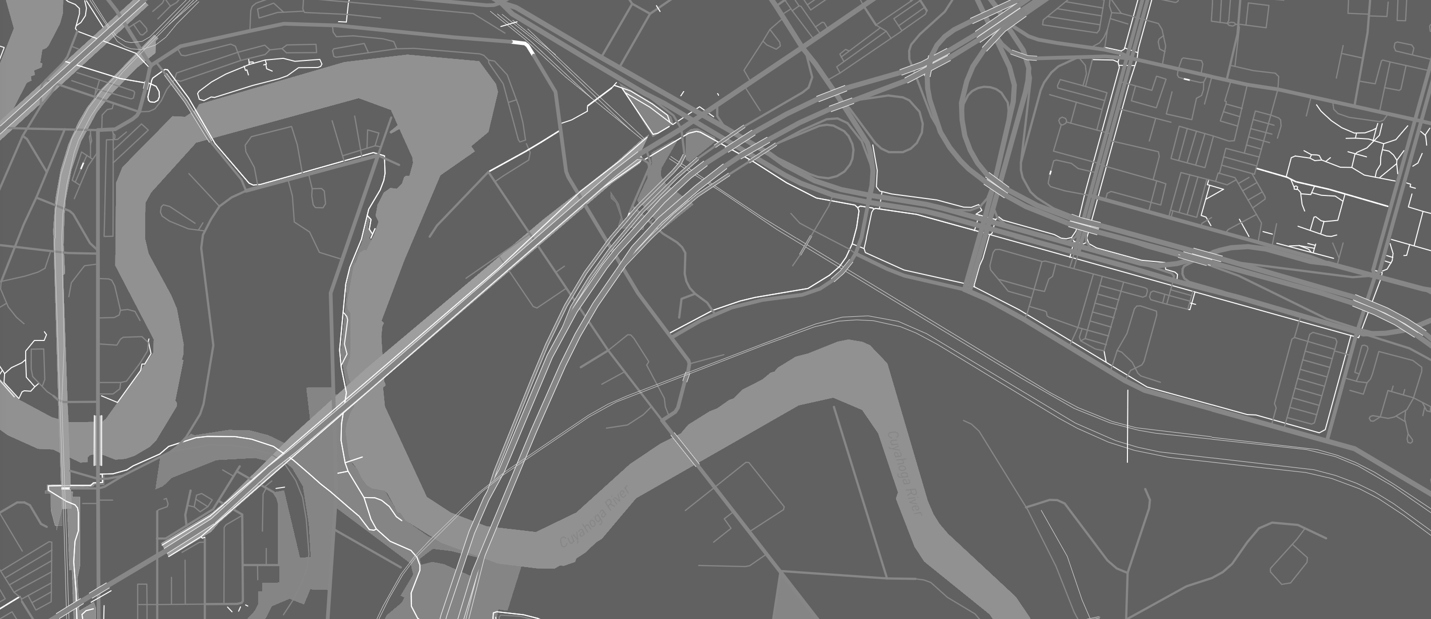 Black and white map of Cleveland Ohio