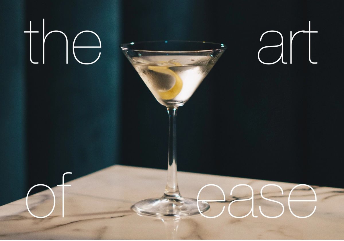 The art of ease, cocktail op een marmeren tafel
