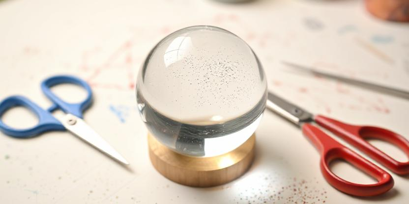 Craft table, making a magic 8 ball