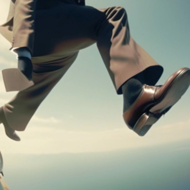 Suit-Clad Man In Endless Freefall