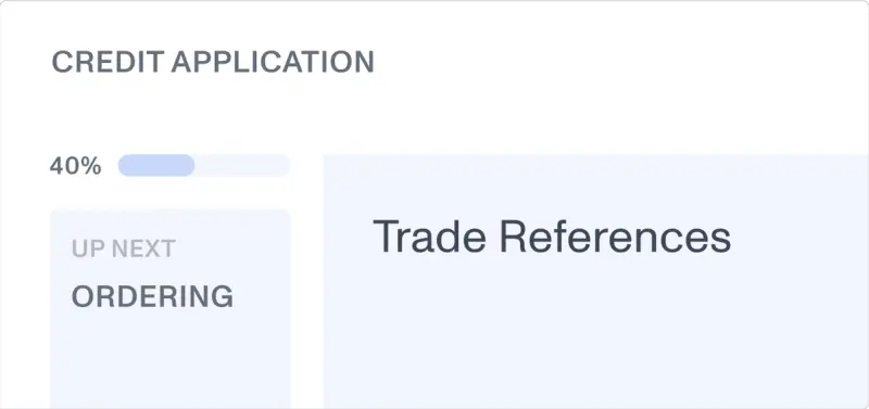 A credit application 40% through review, with trade references up next