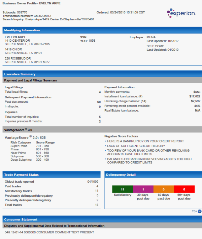 A applicant bank statement