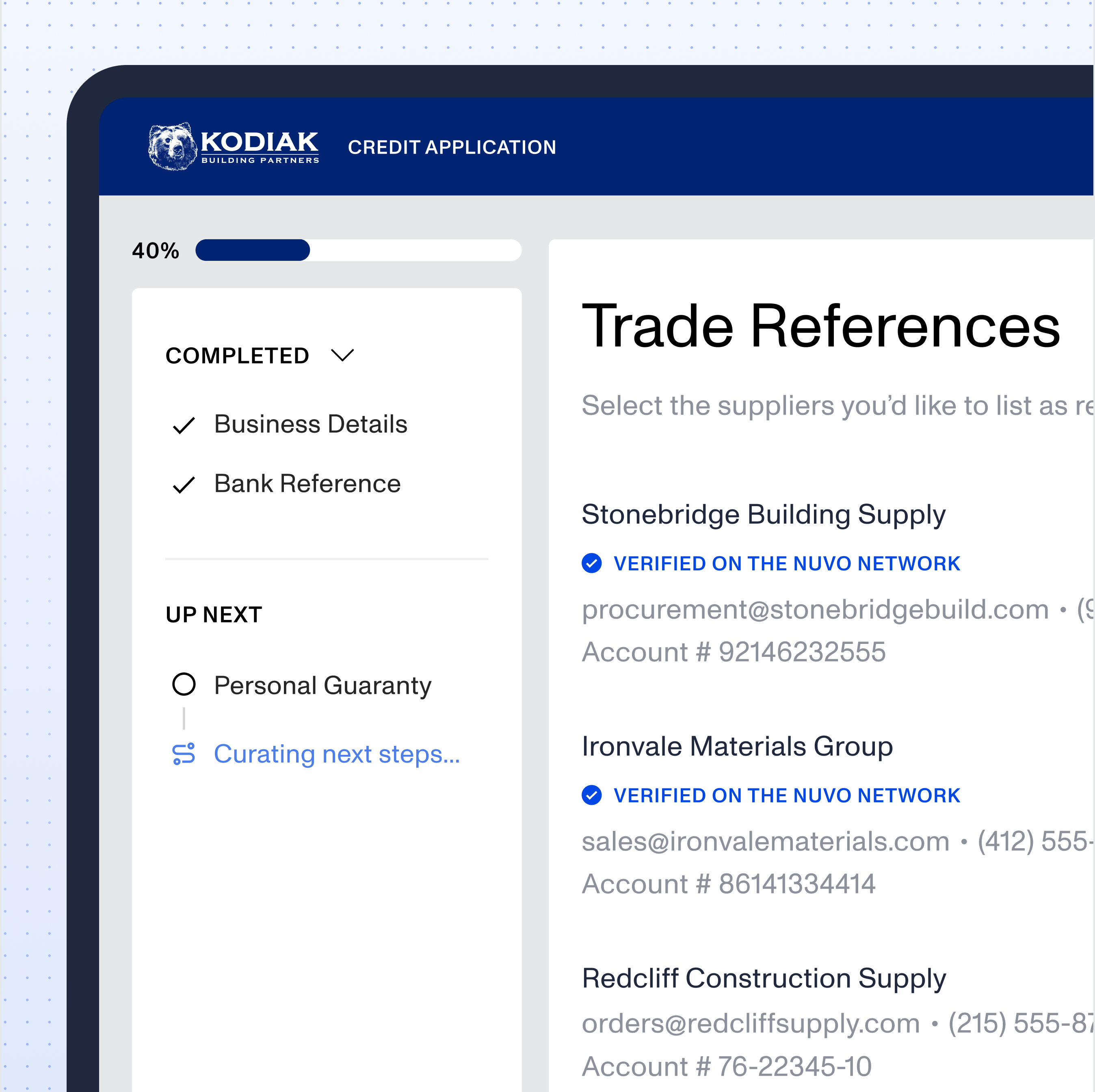 Onboarding for Building Materials