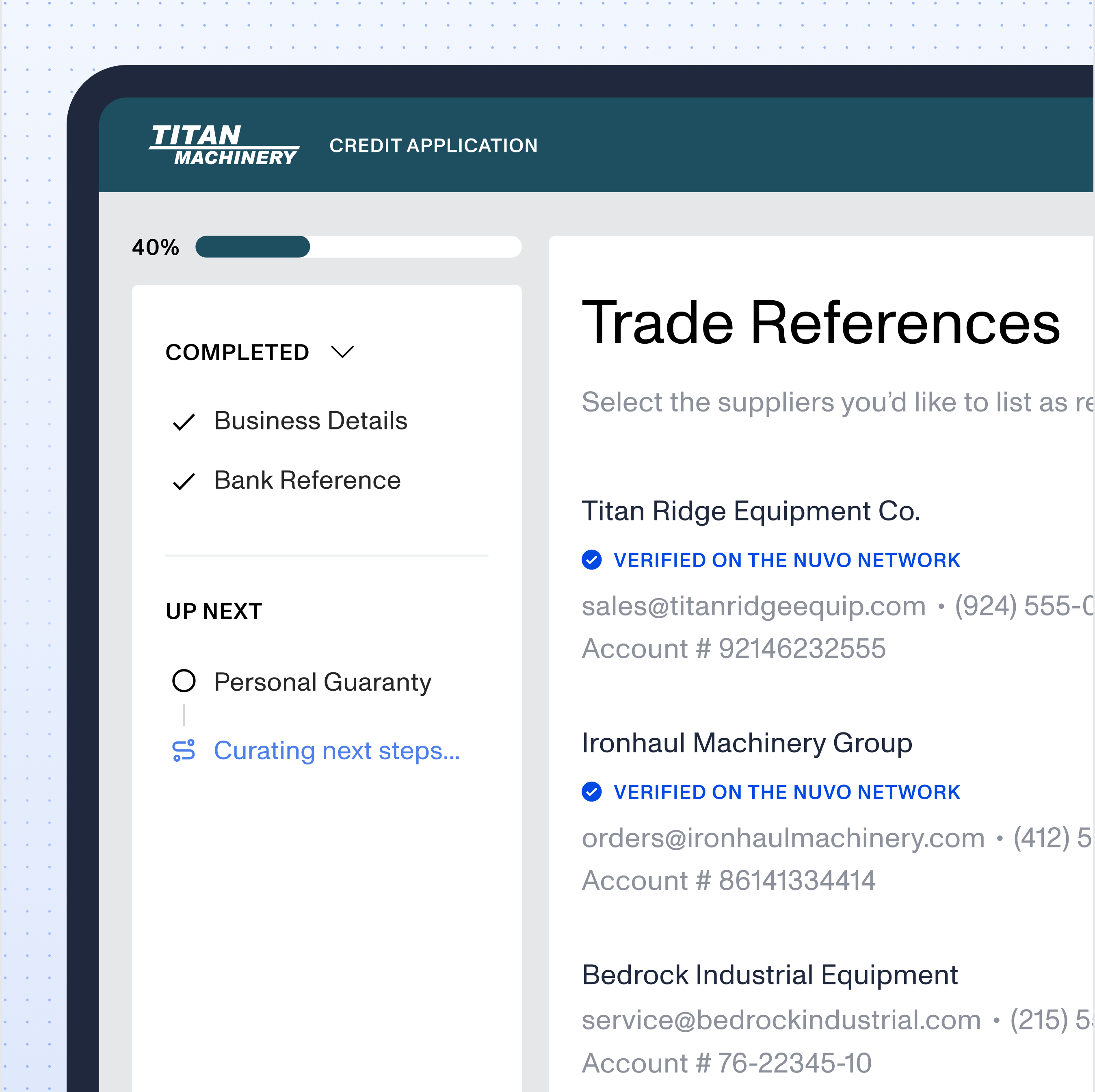 Customer Onboarding for Heavy Equipment