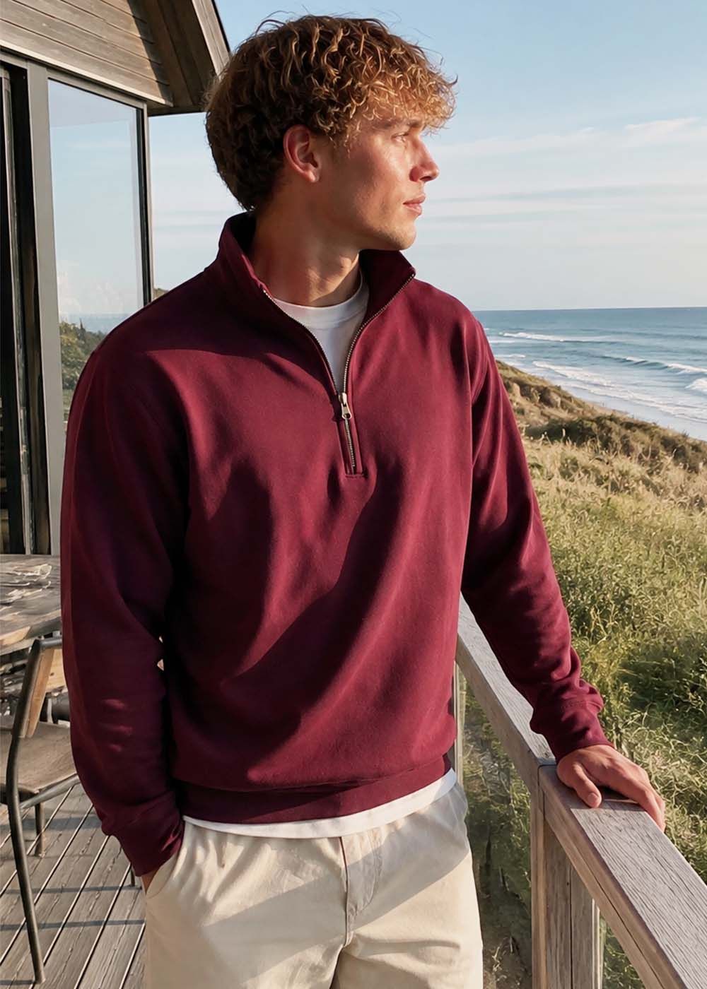 New In Jumpers Quarter Zip Burgundy