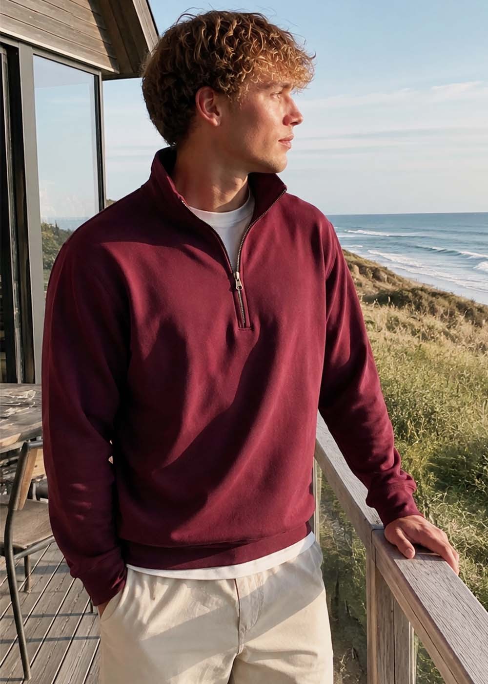New In Jumpers Quarter Zip Burgundy
