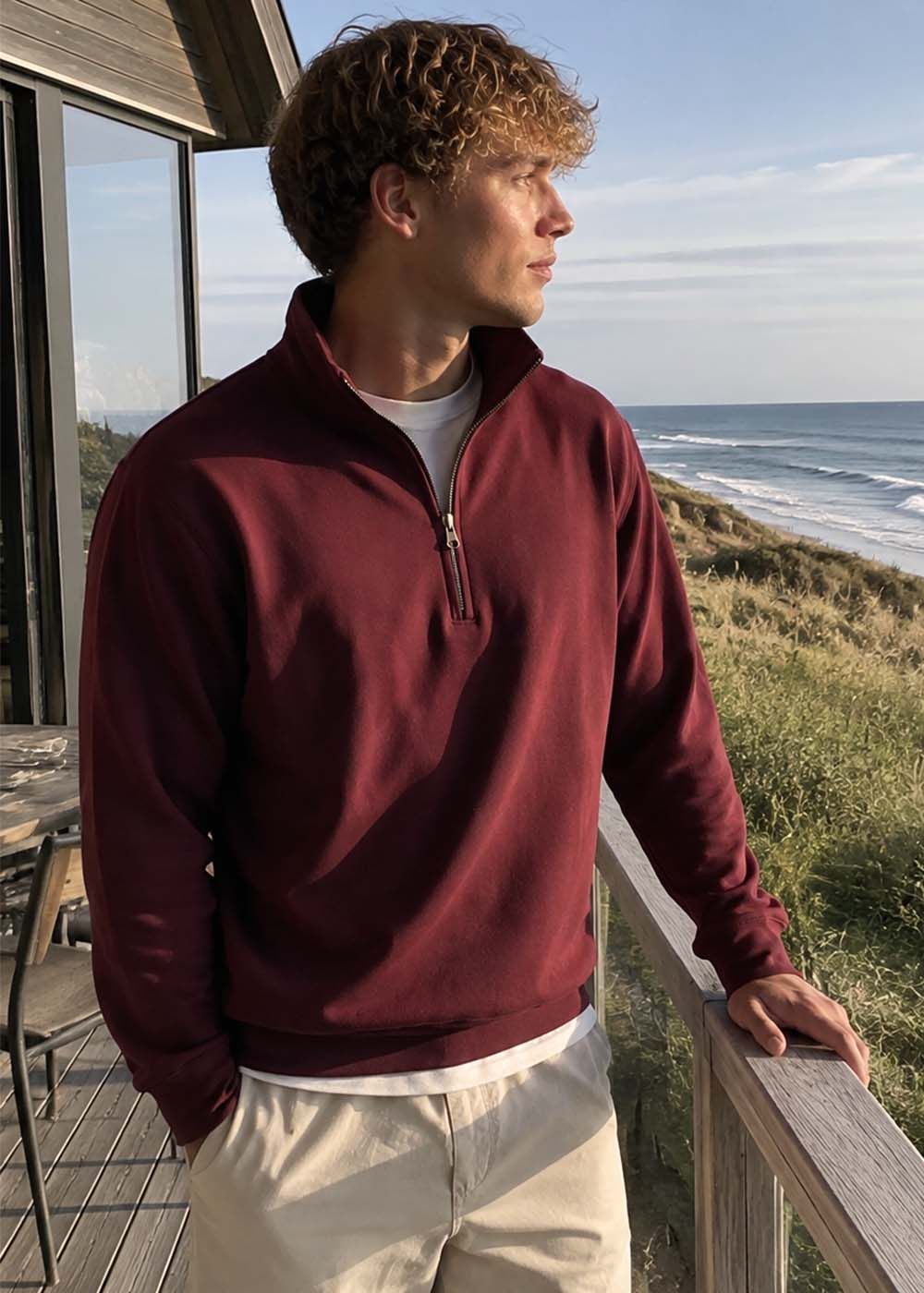 New In Jumpers Quarter Zip Burgundy