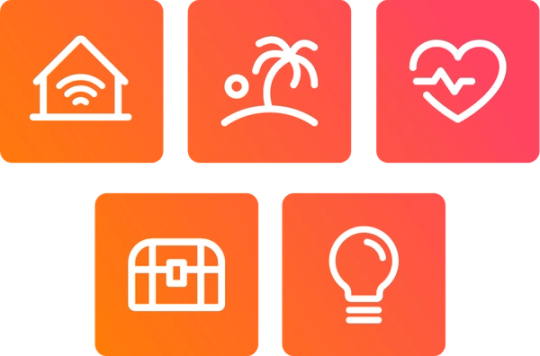 A set of icons depicting the benefits of working at Fortis