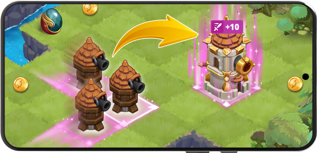 Merging three towers to make a new, better tower