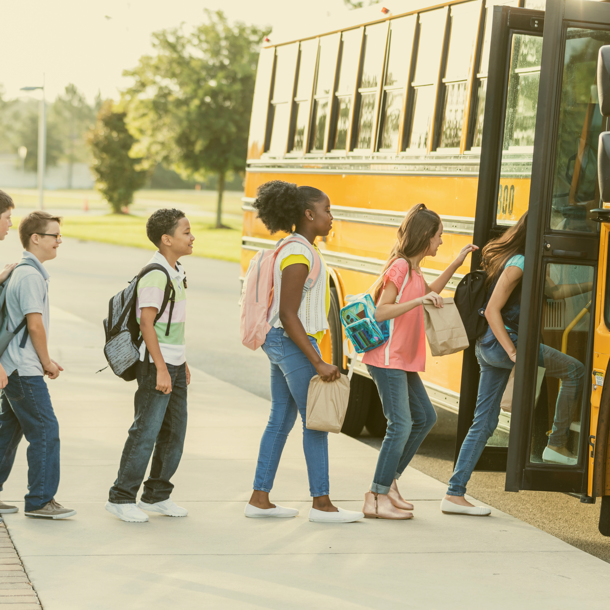 Parents outside a school board office delivering a petition