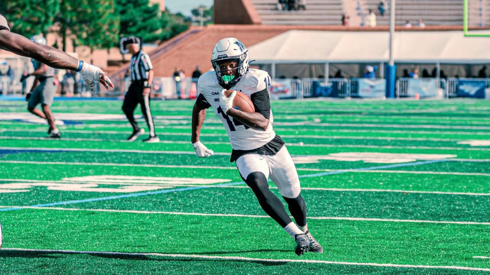Monmouth's Christian Harrison during the Hawks' 49-13 win at Hampton on Oct. 24, 2026