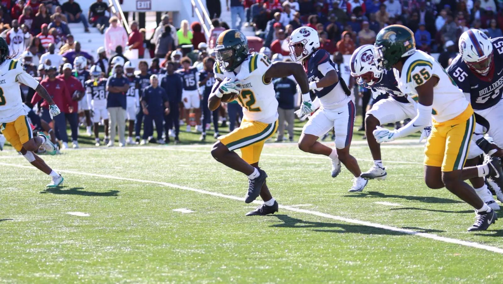 Norfolk State's Wonodi returns a punt during South Carolina State's 22-7 win over Norfolk State on Oct. 24, 2026.