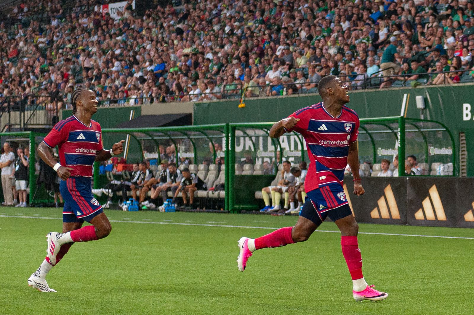 Late-game / celebration action — FC Dallas vs Portland Timbers — Photo Credit: Aaron Leopold/Undrafted
