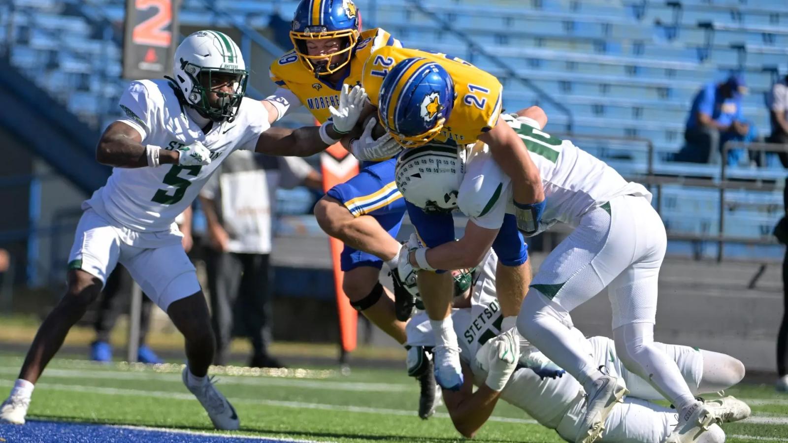 Morehead State running back Blake Fisher against Stetson at Phil Simms Stadium