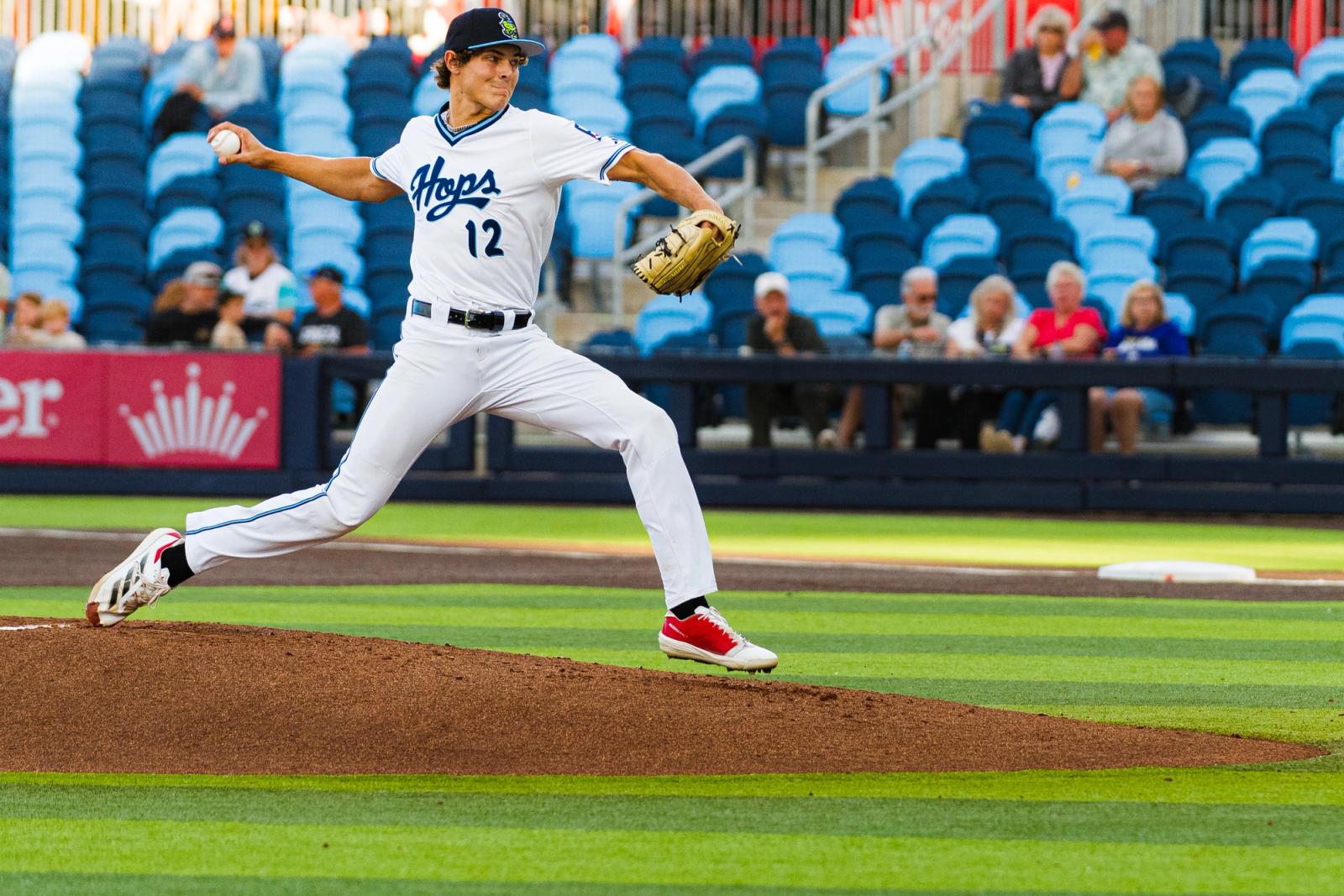 Hops pitcher delivers against Dust Devils — Photo Credit: Aaron Leopold/Undrafted