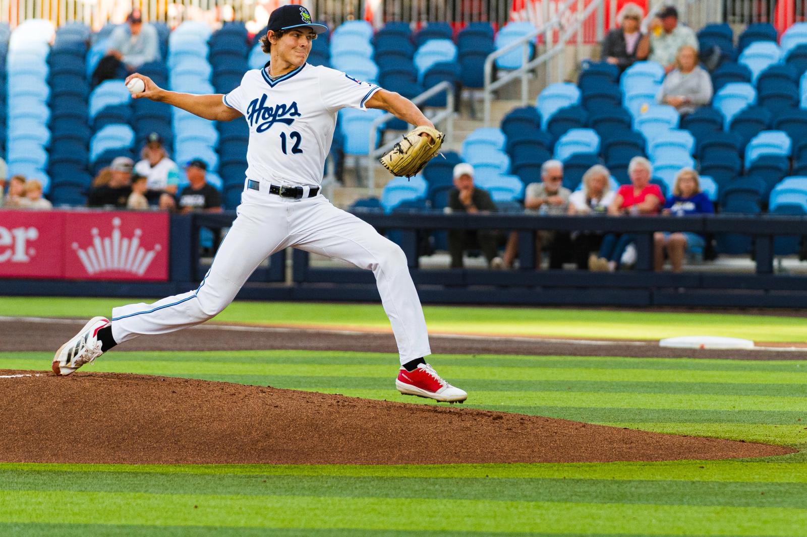 Hops pitcher delivers against Dust Devils — Photo Credit: Aaron Leopold/Undrafted
