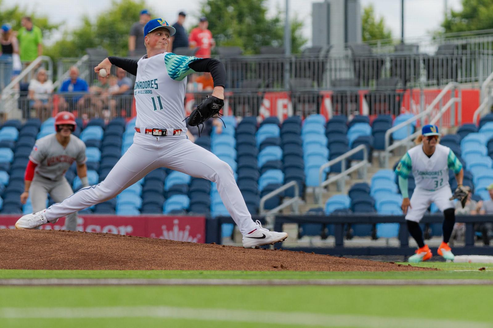 In-game moment — Vancouver Canadians vs Hillsboro Hops — Photo Credit: Aaron Leopold/Undrafted