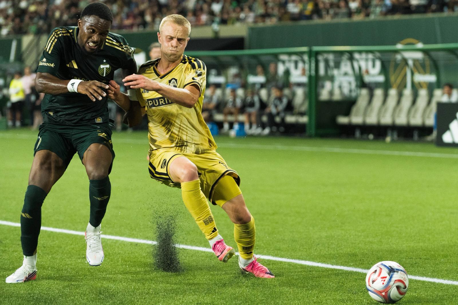 Celebration and action from Timbers vs St. Louis CITY — Photo Credit: Aaron Leopold/Undrafted