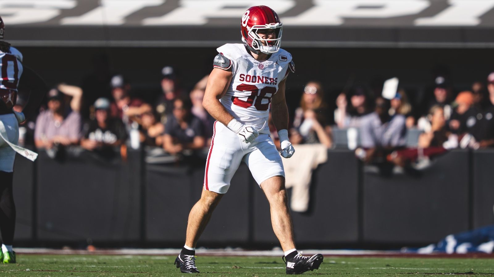 Oklahoma's Heinecke on the field during the Sooners' 23-15 win at Mississippi State on Oct. 24, 2026.