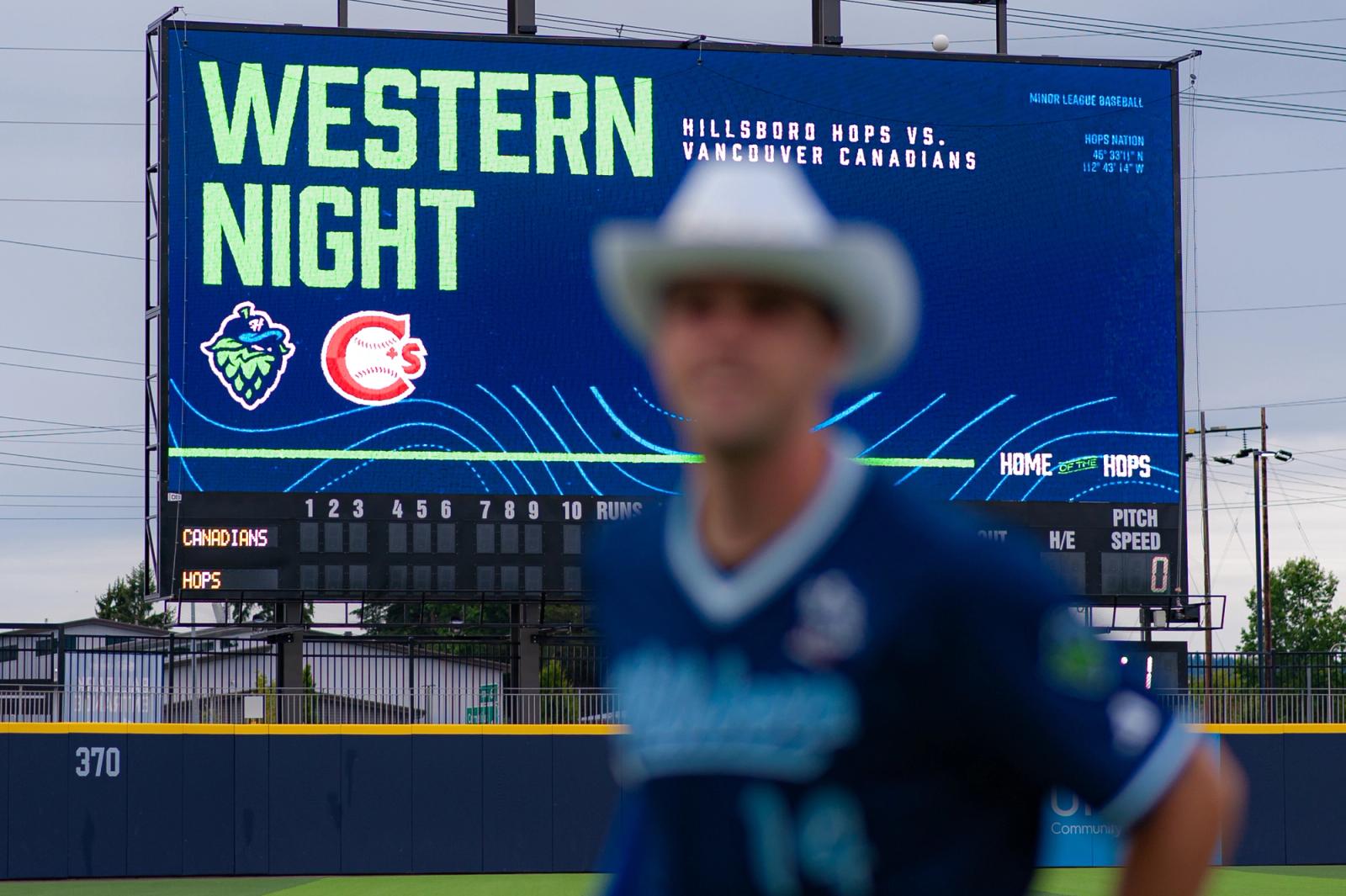 Match action — Vancouver Canadians vs Hillsboro Hops — Photo Credit: Aaron Leopold/Undrafted