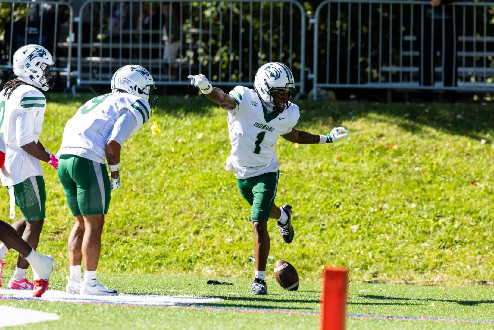 File photo of Wagner football from earlier in the 2026 season, ahead of the Seahawks' 19-14 loss at Merrimack on Oct. 31, 2026