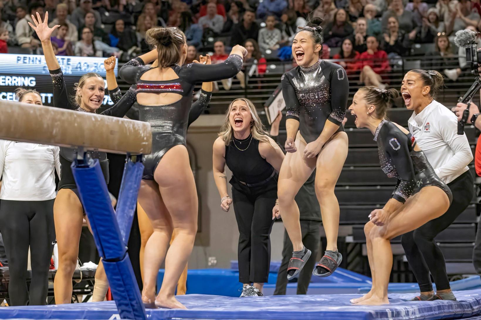 Ohio State Women's Gymnastics Team Triumphs Over Penn State with Record-Tying Performance