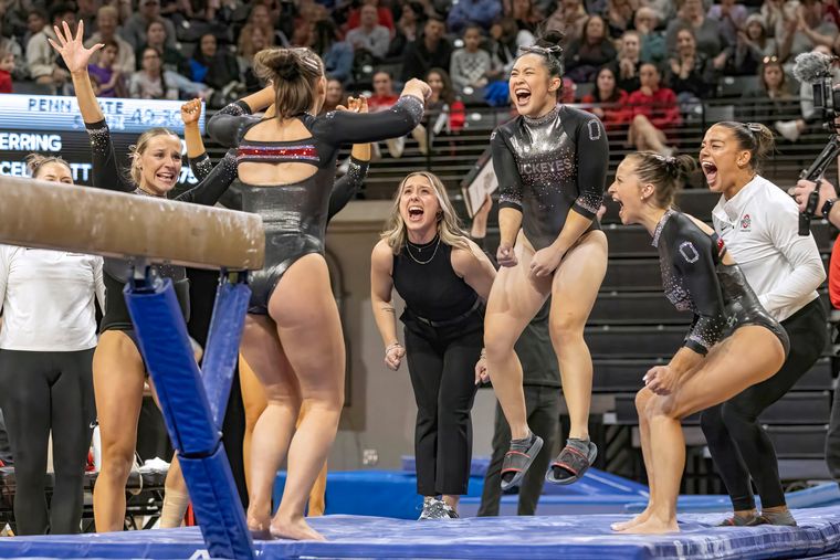 Ohio State Women's Gymnastics Team Triumphs Over Penn State with Record-Tying Performance