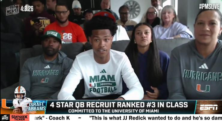 The U Just Found Its Future: Israel Abrams Commits to Miami on Pat McAfee, and It Feels Like a Statement