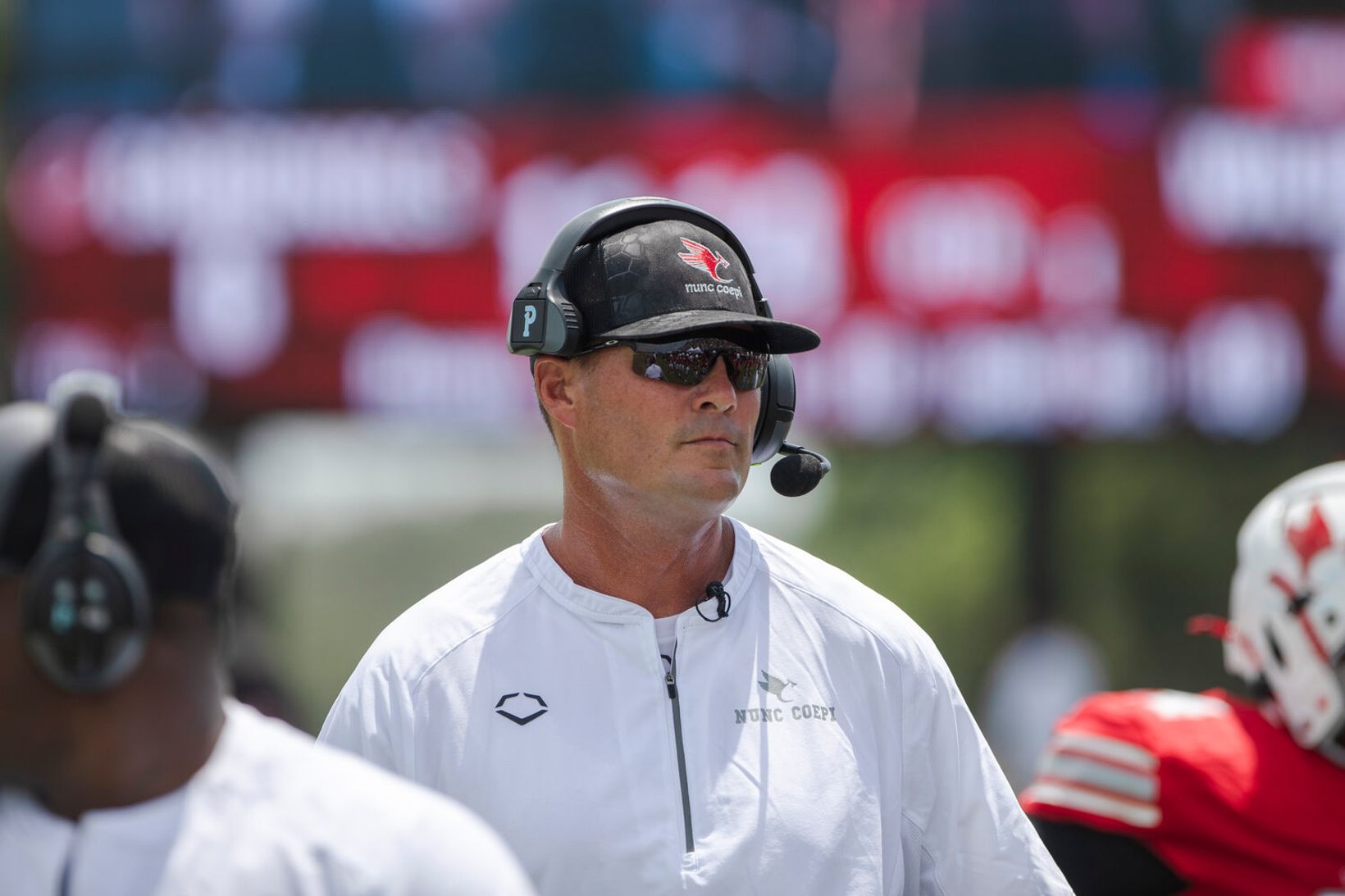 St. Michael Catholic head coach Philip Rivers on the sideline during a game in Fairhope, Ala.
