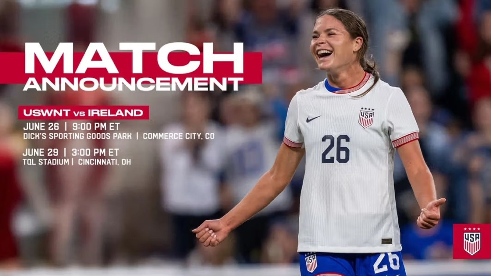 USWNT Set for June Showdowns Against Ireland in Colorado and Cincinnati