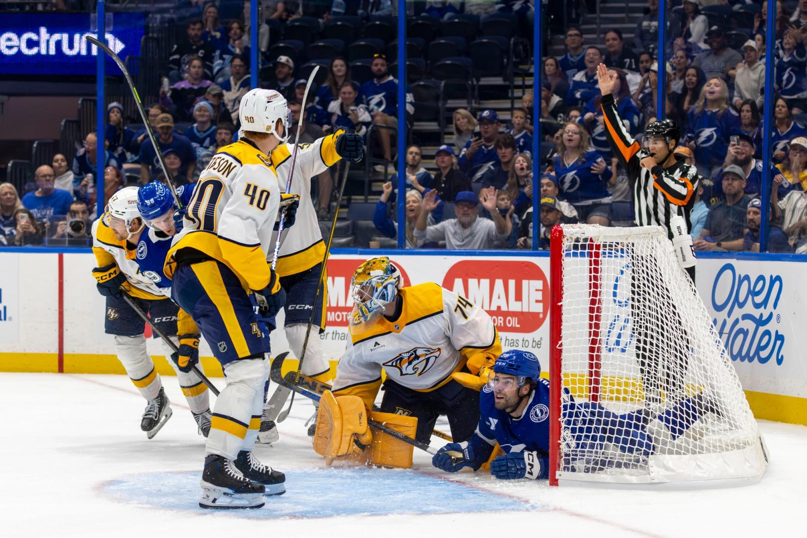 Nashville Predators celebrate a goal against Tampa Bay Lightning — Photo Credit: Samantha Diane/Undrafted