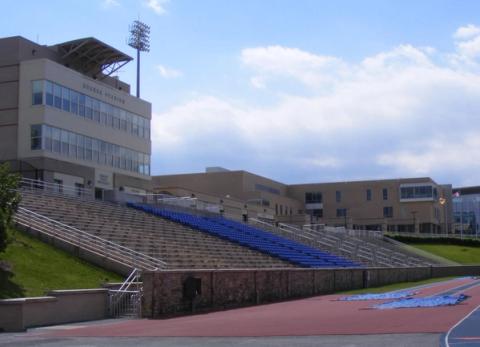 The press box and sideline stands at Hughes Stadium on the Morgan State University campus in Baltimore, where Howard beat Morgan State 26-20 in overtime on Oct. 24, 2026