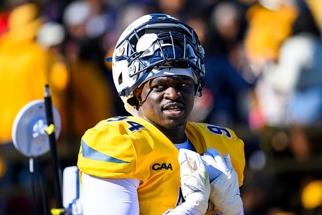 North Carolina A&T football player No. 94 during the Aggies' 2025 homecoming, file photo; used with N.C. A&T's 13-10 homecoming win over Elon at Truist Stadium on Oct. 31, 2026